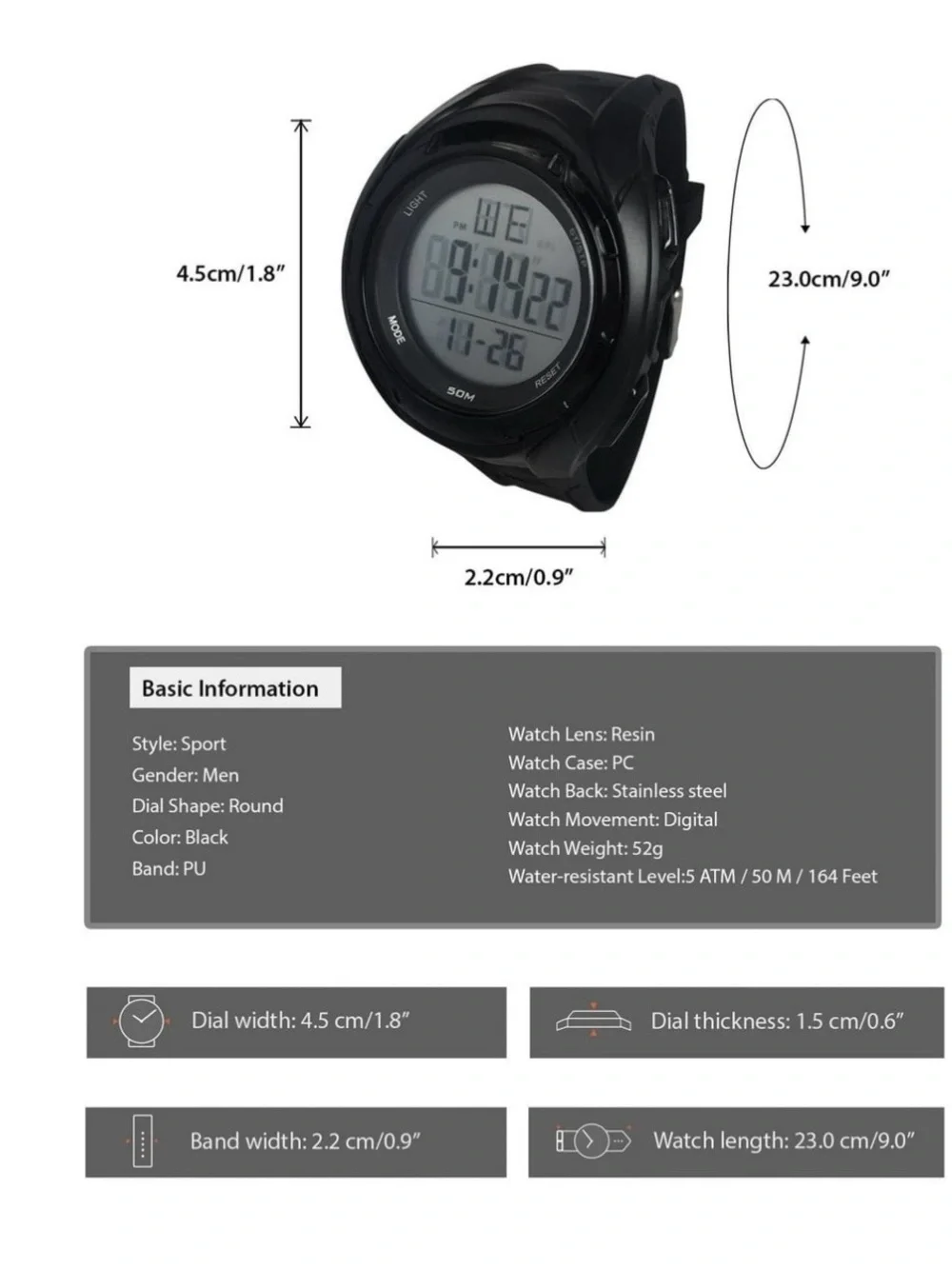 George Men's Digital Sport Wristwatch Plastic Strap